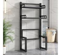 Heavy Duty Carbon Steel Washing Machine Rack Space-Saving Laundry Shelf Easy Installation Ideal for Bathroom & Laundry Room Black - H14