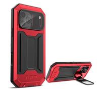 Heavy Duty Case for IPhone 17/17 Pro/17 Air/17 Pro Max, Metal Bumps Military Screen Protector Case Flap Lens Stand Function Shell Support Wireless Charging,17pro,Red