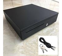 Heavy Duty Cash Register Drawer Box Cash Storage Money Case 5 Bills and 5 Coins Tray Adjustable Removable Cash Tray Till Open Key-Lock RJ11 for POS Printer Money Register