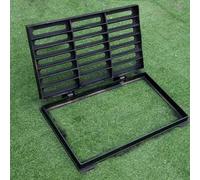 Heavy Duty Cast Iron Drain Grate with Base, 20x12in Catch Basin Drainage Cover for Garage & Garden, Bolted Down Metal Grid Panel