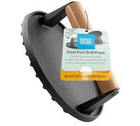 Heavy Duty Cast Iron Grill Press - Smash Burger Press with Wooden Handle for Griddle - Pre-Seasoned Round Smasher Perfect for Meat, Steak, Bacon, Burgers, Sandwich - Ideal for BBQ, Cooking - 7"