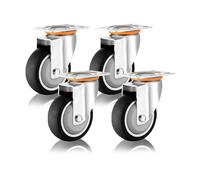Heavy Duty Caster Wheel Set of 4, 3in, 4in, 5in Thermoplastic Rubber Dual Locking Swivel Casters with Mounting Bolts for Smooth Mobility