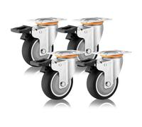 Heavy Duty Caster Wheel Set of 4, 3in, 4in, 5in Thermoplastic Rubber Dual Locking Swivel Casters with Mounting Bolts for Smooth Mobility