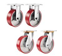 Heavy Duty Caster Wheel Set of 44/5/6/8 Inch Industrial Steel Hub Polypropylene Casters 660 lbs Load Capacity Silent Movement No Floor Marks Fixed & Swivel Options