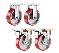 Heavy Duty Caster Wheel Set of 44/5/6/8 Inch Industrial Steel Polypropylene Casters 660 lbs Capacity Silent Mobility No Floor Marks Fixed & Brake Options