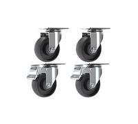 Heavy Duty Caster Wheels 3" & 4" Universal Swivel Cast Iron with Double Bearings & Brakes High Temperature Resistant Load Capacity for Trolley & Equipment