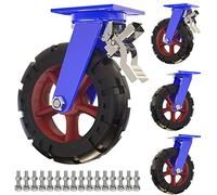 Heavy-Duty Caster Wheels 4-Pack Ø150mm 200mm 250mm 300mm, Puncture-Proof Solid Rubber Swivel Wheels with Brake, Easy Installation for Trolleys & Workbenches