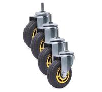 Heavy Duty Caster Wheels, 5 Inch Rubber Swivel Wheels with Brake, M12 Thread, 360° Rotation, Easy Installation for Furniture and Equipment