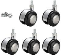 Heavy-Duty Caster Wheels for Office Chairs Set of 5 Twin Wheel Replacement with Brake Smooth-Glide Plastic for Small Chairs and Carts and Easy to Install