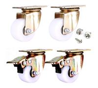 Heavy Duty Caster Wheels Set of 4, 2"/50MM Nylon Trolley Casters, 360° Swivel with Brake, Thickened Mounting Plate, 600kg Load Capacity for Furniture and Equipment