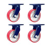 Heavy Duty Caster Wheels Set of 4, 5 Inch Industrial Casters with Thickened Bracket and Double Bearing Turntable, Flexible and Durable for Furniture Legs