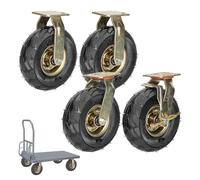 Heavy Duty Caster Wheels Set of 4, 8-Inch Pneumatic Rubber Wheels with Brakes, Silent Shock Absorption, Swivel and Fixed Casters for Industrial Use