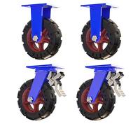 Heavy Duty Caster Wheels Set of 46" / 8" / 10" / 12" Industrial Swivel Plate Casters with Brake Solid Rubber 2000 lbs Capacity for Furniture & Equipment
