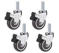 Heavy Duty Caster Wheels, Threaded Stem M12 Rubber Trolley Wheels for Industrial Equipment and Shopping Carts