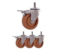 Heavy-Duty Casters 3" 4" 5" Stainless Steel Wheels, Directional, Universal with Screw Rod, Bakelite & Fiberglass Oven Caster with Brake (Color: Black)