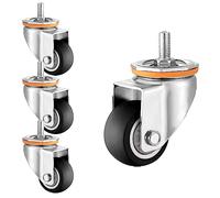 Heavy Duty Casters 4 Pack Ø 63/75/100/125mm M10×30/M12×25mm Swivel Replacement Wheels Silent TPR Rubber 360° Rotation with Brake No Marks