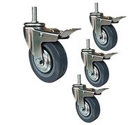 Heavy-Duty Casters 75/100mm, WQSQ 4 Swivel Wheels with M10/M12 Thread, 270kg Load Capacity, Perfect for Furniture Carts, Locking Casters for Smooth Mobility