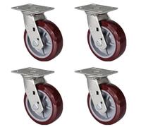 Heavy Duty Casters Set Of 4, Galvanized Steel Frame No Lock Industrial Rolling Wheels for Warehouse Trolley, Machine & Workbench