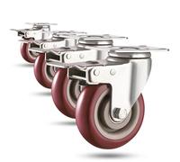 Heavy Duty Casters Set of 4, Load 2400lbs, Lockable with Brakes, 360-Degree Swivel for Furniture and Workbench Cart, Includes Complete Screw Sets and Accessories, size: 3 inch Red