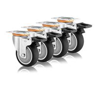 Heavy Duty Casters With Top Plate Set Of 4 3" 4" 5" Moving Silent Thermoplastic Rubber Wheels Swivel Caster Wheel With Brakes And Mounting Bolts For Furniture Carts(Br