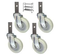 Heavy Duty Castor,Swivel Castor, Furniture Swivel Wheels Caster，4in Heavy Duty PU Dining Cars Caster,4pcs Swivel Stem Furniture Wheel,with Square Tube Bracket,Set of 4,No Noise,Capacity 300k