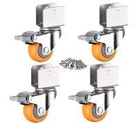 Heavy Duty Castor Wheels 125mm - Dual Lock Nylon Plate Casters for Furniture, Swivel Casters with U Shaped Bracket, Load Capacity 60Kg, Set of 4