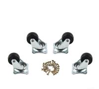 Heavy Duty Castor Wheels 4 Pack 1 Inch Swivel Furniture Casters with Brakes Silent PU Rubber for Office Chair Trolley Sofa Bed Cabinet Silver Plate