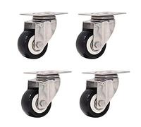 Heavy Duty Castor Wheels 4 PackSwivel Plate Trolley with PU & Stainless Steel Universal for Furniture Flower Stands 38mm Diameter Ideal for Trunks & Moving Items