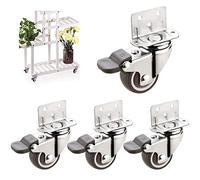 Heavy Duty Castor Wheels 4Pack 32mm Rubber Swivel Casters with LMounting Plate & Screws for Trolleys Flower Stands Fur Furniture Durable & Easy to Move