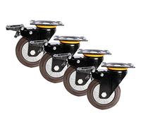 Heavy Duty Castor Wheels 4pcs 75mm Trolley Swivel Caster with Top Plate Rubber Brake 500Kg Capacity Ideal for Furniture & Equipment Mobility