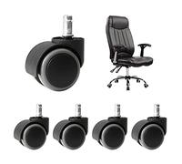 Heavy Duty Castor Wheels 5 Pack 50mm PVC Double Wheel Swivel Casters for Office Chairs 125kg Load Capacity Perfect Replacement with 4 Valve Stem Options Available
