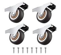 Heavy Duty Castor Wheels for furniture 32mm with Non Swivel Metal Top Plate | 45 Kg|Silent Rubbered Trolley Wheels Castors set of 4|Mini Caster Wheels for toy chest, Under Bed Storages, File Cabinets
