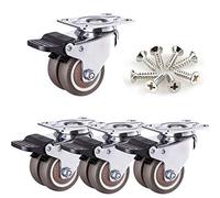 Heavy Duty Castor Wheels, Furniture Swivel Wheels Caster，Swivel Plate Caster Wheels,Rubber Castor with Brakes,Heavy Duty Industrial Furniture Caster(4brake,1.5 in)