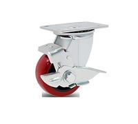 Heavy Duty Castor Wheels - Red Swivel Polyurethane Industrial Casters 6202 Bearing High Load Capacity Plate Ideal for Large Furniture 1pc