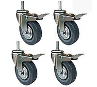 Heavy Duty Castor Wheels Set of 4 Swivel Industrial Caster with Fully Locked Brake Silent Trolley Casters Threaded Stem Design 4Inch HeavyDuty Wheel for Machines