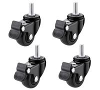 Heavy Duty Castor Wheels Set of 4, Threaded Stem, TPE Anti-Skid Rubber Swivel Casters with Brake for Furniture Trolley and Workbench