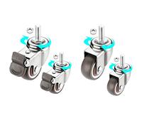Heavy Duty Castor Wheels Set4 Rubber Swivel Furniture Casters with Brakes M6/8/10 Thread 200Kg Load Capacity Ideal for Office Chair Trolley Replacement 2 Braked & 2 NonBraked