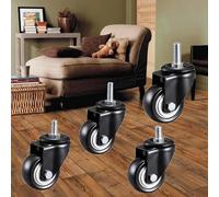 Heavy Duty Castor Wheels,Swivel Castors For Furniture Set Of 4,Silent Swivel Castor,Non-Slip Rubber Wheel,Caster Wheels With Brakes,For Small Indoor Furniture,4Nobrakes-50mm/M8x25mm