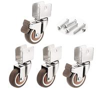 Heavy Duty Castor Wheels, Swivel Rubber Caster Wheels for Cribs, with U-Type Bracket, 2in 50mm Furniture Castor with Brakes, Mute, Ball Bearings, Capacity 80kg, 4 Pack, with Screws (18MM-U Bracket, 2