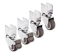 Heavy Duty Castor Wheels, U-shaped Bracket Furniture Casters, 25mm 32mm, Silent Rubber Swivel, 4 Pcs, Bolts Nuts(2nobrakes+2brakes,25mm/U16)