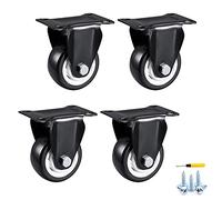 Heavy Duty Castor Wheels4 Pcs 40mm Polyurethane Moving Caster Wheels for Furniture Trolley Plate Casters with Double Bearings & ScrewsDurable Smooth Rolling