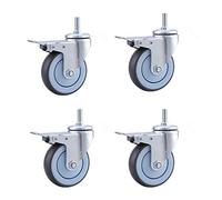 Heavy Duty Castors,Rubber Swivel Castor Wheel,Trolley Furniture Caster,Universal 360 Degree Rotating,with Brake Lock Heavy Duty,M12 Threaded Rod,4 Pcs (5 inch,Brake) (Color : Swivel, Size : 4 inch) (