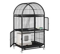 Heavy Duty Cat and Dog Cage with Double Doors, Locks, and Lockable Wheels - Large Indoor/Outdoor Crate, Three-Tier Design, 79cm x 63cm x 145cm
