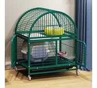 Heavy Duty Cat Cage and Dog Crate for Large Dogs - Indoor/Outdoor with Double Doors, Locks, Lockable Wheels, Two-Layer Design