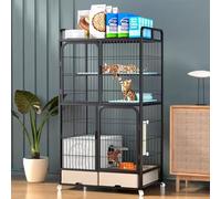 Heavy Duty Cat Playpen with Litter Box, Portable & Durable Pet Enclosure on Wheels for Indoor/Outdoor Safety, Comfort & Fun for Cats and Kittens