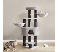 Heavy-Duty Cat Tower with 9 Scratching Posts, Dove Grey + Black