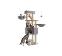 Heavy-Duty Cat Tower with 9 Scratching Posts, Dove Grey + Cream