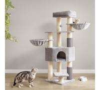 Heavy-Duty Cat Tower with 9 Scratching Posts, Dove Grey + Cream