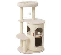 Heavy Duty Cat Trees, 39.4 Inches Wooden Cats Tower, Pussy Climbing Frame Furniture with Plush Perches, Kitty Activity Center for 1 3 Kittens