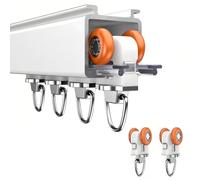 Heavy Duty Ceiling Curtain Track 1.8m/5.9FT White Drapery Rod System with Mounting Brackets & Curtain Hooks Ideal for Home & Office Use
